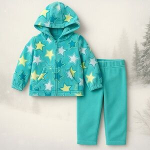 Circo 2-Piece Teal Star Fleece Set – 24M – Warm Winter Toddler Outfit